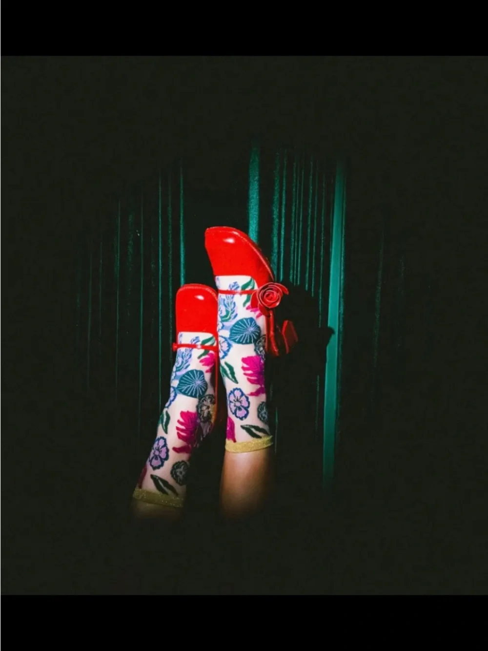 Sock Candy Festive Floral Sheer Crew Sock. Price firm.